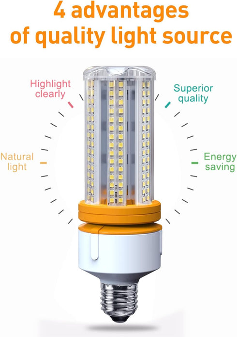 2 Pack 60W LED Corn Light Bulb 7500 Lumin 600W Replacement E26 Cool Daylight White Color for Indoor Outdoor Building Appliction, 2 Count (Pack of 1) by New Sunshine
