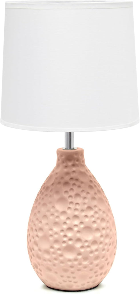 Simple Designs LT1193-PNK 14.17" Refined and Textured Oval Stucco Ceramic Table Lamp,