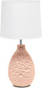 Simple Designs LT1193-PNK 14.17" Refined and Textured Oval Stucco Ceramic Table Lamp,