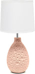 Simple Designs LT1193-PNK 14.17" Refined and Textured Oval Stucco Ceramic Table Lamp,