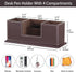 PUSU Desk Pencil Holder - PU Leather Pen Holder for Desk, Multifunctional Organizer with 4 Compartments