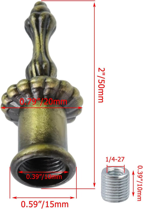 20 52mm M10 6 Crapyt x Lamp Shade Finial Cap Knob, Zinc Alloy Lamp Shade Top Harp for the Decoration of Table Floor