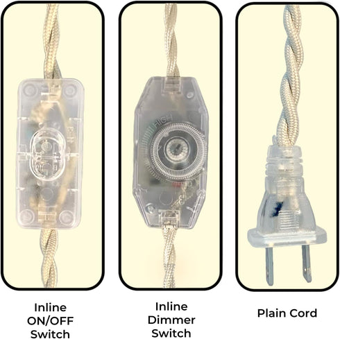 Royal Designs, Inc. CO-6001-OW-8-2 NEMA-15P SPT-1 8 2-Pack Twisted Rayon Lamp Cord with Plug, Stripped Ends Ready
