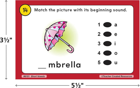 Teacher Created Resources Power Pen Learning Cards - Short Vowels, Model: 6101, 5 1/2 in x 3 1/2 in