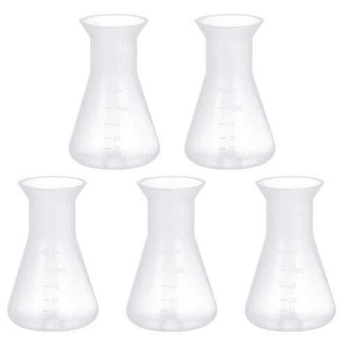 Baluue Erlenmeyer Flask 50ml - Laboratory Conical Flask, Plastic Narrow Neck Clear Flask with Scale for Educational