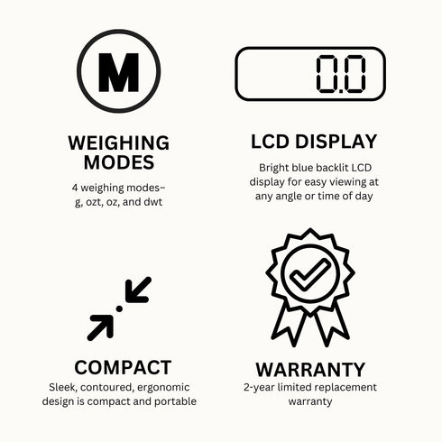 GemOro Platinum V600M, Durable Jewelers Countertop Portable Mini Scale, Digital Precision Tool, 600g x 0.1g