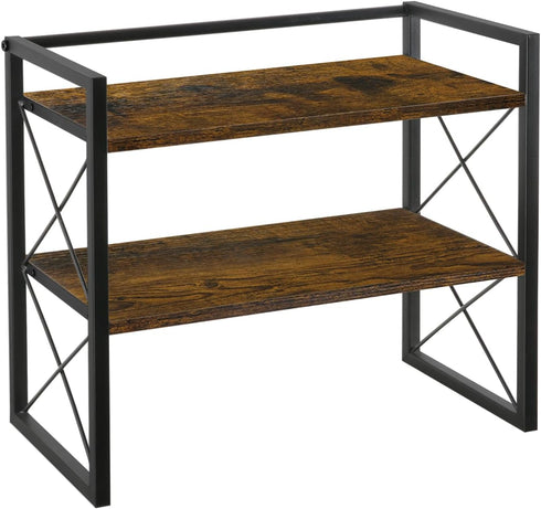 YINMIT Desktop Shelf Organizer - 2 Tier Wood Desk Storage Rack and Freestanding Display Shelf for Office, Home,