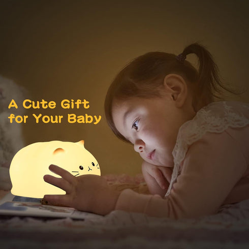 LOVERUIS Night Light for Kids Cute Cat Gifts Kids Night Light Timer Squishy Kitty Silicone Lamp for Children Colorful