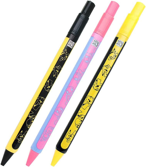 Pikachu Monster Friends 2B Mechanical Pencil with Sharpener Top, Set of 3