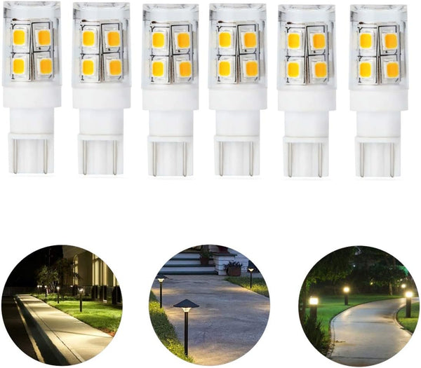 12V 24V Low Voltage Landscape LED Light Bulb T5 T10 Wedge Base 25W Equivalent 240lm 1.5W Cool White 6000K Pack of 6