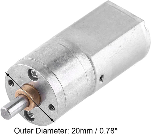 DC 12V Reversible High Reduction Electric Motor 15-200RPM, Outer Diameter 20MM