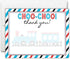 Train Thank You Card - Set of 15 FLAT cards with envelopes