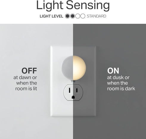 45084, 4 Pack Lights By Night Mini LED Night Light, Plug-In, Dusk To Dawn Sensor, Warm White, Compact, Ambient