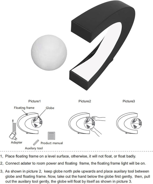 Floating Moon Night Light Lamp, Magnetic Levitation Desktop Light, Multicolor Changing ABS Floating Moon for Office