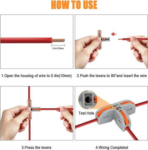 EEEKit 30Pcs Compact Wire Conductor Connector, T-Shape Lever Nut Quick Splitter 3 Way Electrical Connectors, AWG 28-12