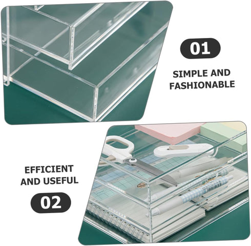 Hemobllo Clear Drawer Organizer Stylish Storage Case for Home Office and Cosmetic Essentials for Sundry Items
