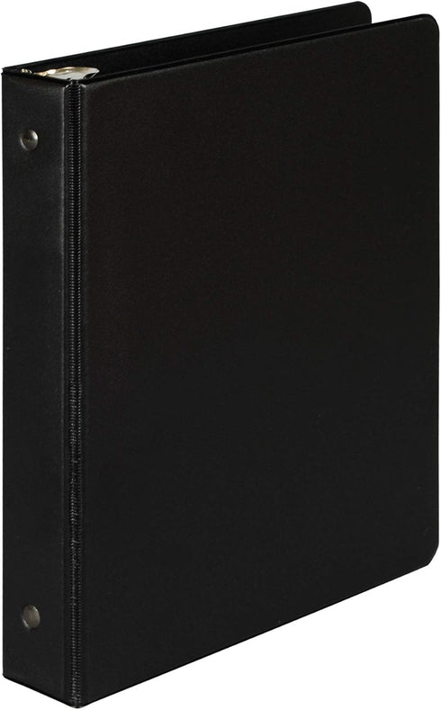 Samsill Economy 1 Inch Mini 3 Ring Binder - Made in The USA, Round Ring, Non-Stick Customizable Cover, Black