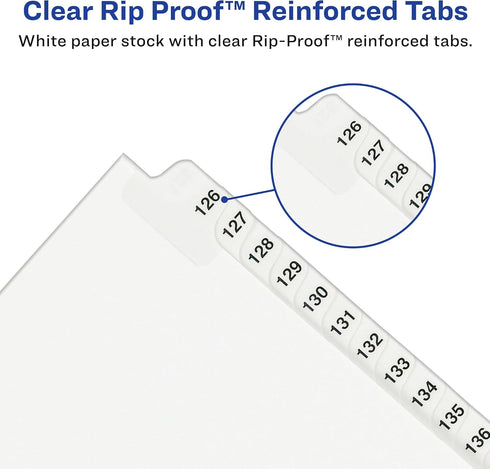 Avery Avery-Style Bottom Tab Dividers, 26-Tab, Legal Exhibit 1-25, 8.5 x 11 Inches, White