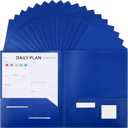 Fulmoon 48 Pack Heavy Duty Plastic Folders, 2 Pockets, Fit Letter Size Paper, Bulk for School Office Home