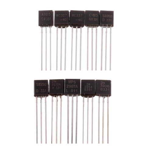 BOJACK 250 Pcs A1015 BC327 BC337 C1815 S8050 S8550 Transistors Assortment Kit, 10 Values