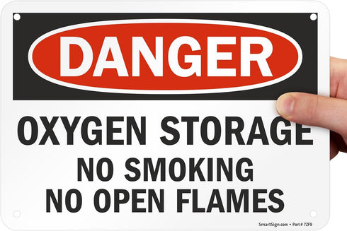 SmartSign S-5904-PL-10 Danger - Oxygen Storage, No Smoking Sign, 7" x 10" Plastic