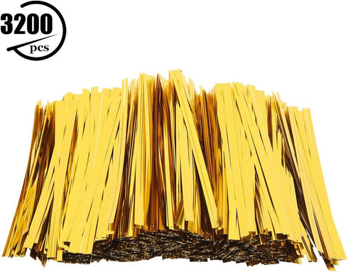 3200PCS 10cm Packaging 4 Pack (10cm/3200 Yinhing Silver PET Ties for Bread Bakery Secure Sealing for Party Wedding