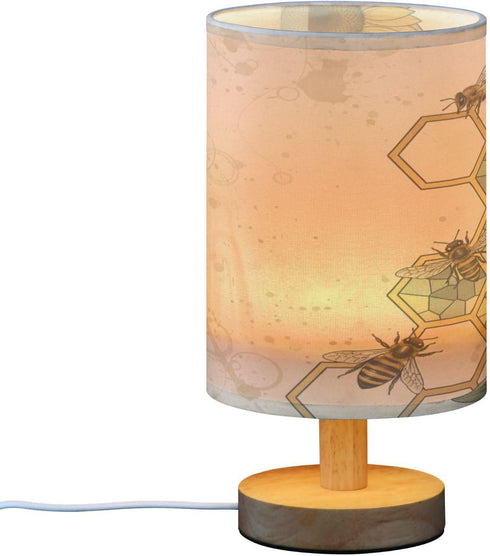 ALAZA Retro Sunflower Bee Table Lamp for Bedroom USB Port Bedside Lamp Small Nightstand Desk Lamp for Girls Boys Kids