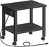 HOOBRO 2-Tier Printer Stand with Charging Station, Under Desk Printer Table, Printer Cart with Storage Shelves, Black
