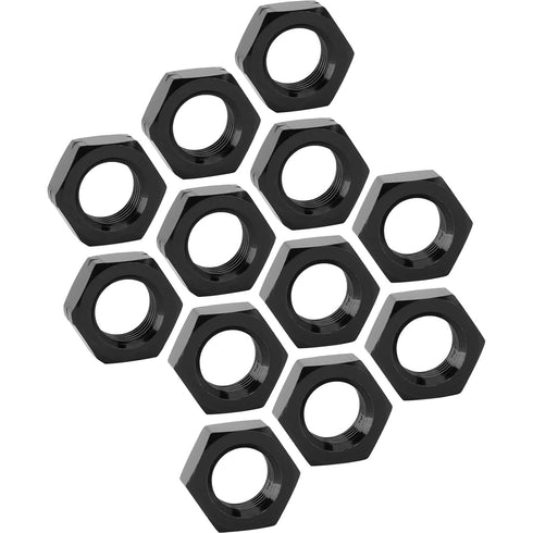 Speedway Motors Black Aluminum Jam Nuts 1/2-20 Fine Thread 12 Pack Includes RH and