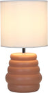 LT1168-TER 12.68" Simple Designs Chic Glow Mini Stacked Ceramic Table Lamp, Monochromatic Fabric Shade, Small Accent