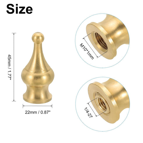 PATIKIL 22 45mm 3 Set x Lamp Finials Caps Knob, Solid Brass Lamp Shade Top Decoration Screw Cap Nuts with Brass
