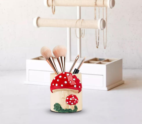 Mushroom Pencil Holder for Desk - Cute Pencil Holders & Pen Holders, Resin Desk Pencil Holder, Pen Organizer