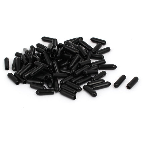 uxcell 3mm Inner Dia Rubber Hose End Cap, Screw Thread Protector Cover Black (Pack of 100)