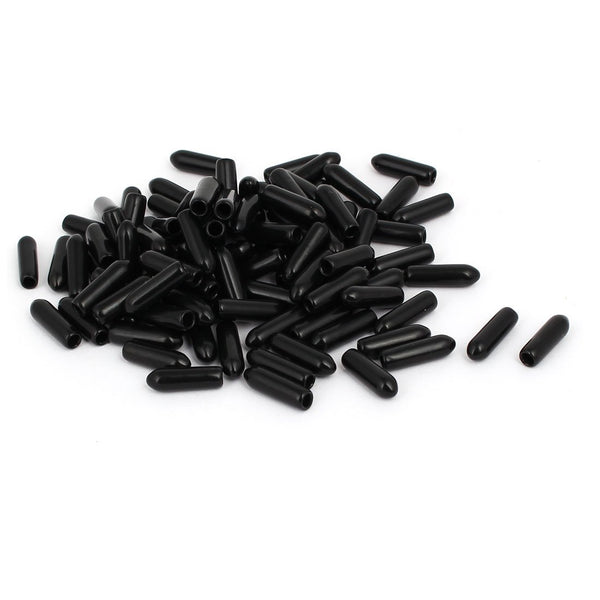 uxcell 3mm Inner Dia Rubber Hose End Cap, Screw Thread Protector Cover Black (Pack of 100)