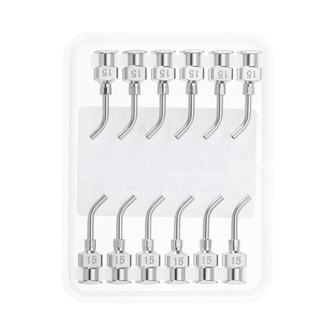 PATIKIL 15G Bent Blunt Tip Dispensing Needle, 12 Pcs 0.5 Inch Stainless Steel Liquid Dispenser with Luer Lock