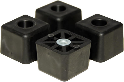 4 Large Cube Square Rubber Feet Bumpers, 1.125 H x 1.500 W, Heavy Duty Non Marking for Furniture, Made in USA