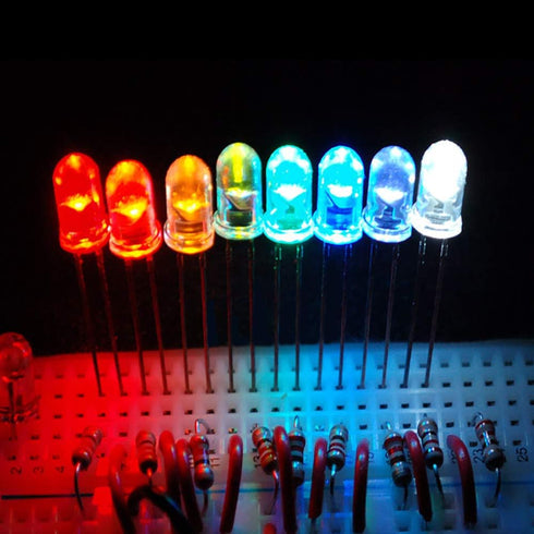 100pcs 5mm 3V 20mA Bulbs Novelty Place White LED Diode Lights - Super Bright Clear Transparent DC Light Emitting Diode