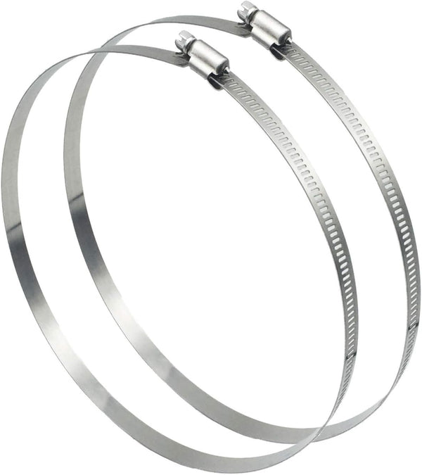 2Pcs 10" Adjustable 304 Stainless Steel Duct Clamps, Worm Drive Hose Clamps for Air Ducting (251mm-273mm)