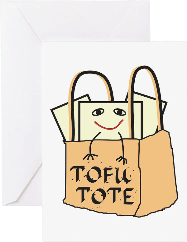 CafePress Funny Tofu Tote Greeting Cards Folded Greeting Card Glossy
