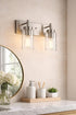 Generic 2-Lights Farmhouse Wall Sconces Brushed Nickel Bathroom Vanity Light Fixtures,Classic Wall Lights with Clear
