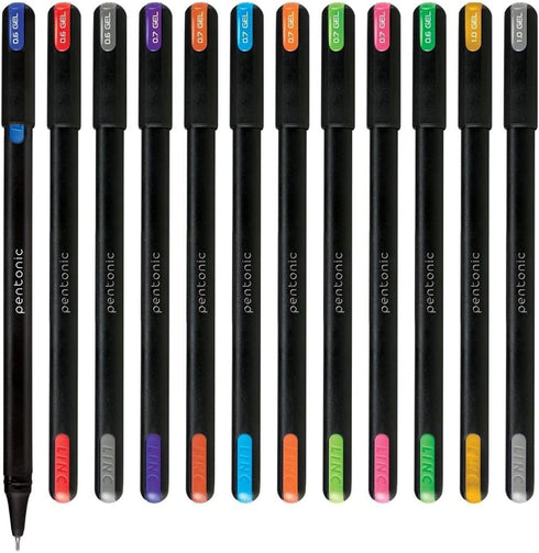 Pentonic Gel Pen with Hard Box Case, Waterproof Gel Ink, Comfortable Grip, Multicolor Ink, Pack of 10 Pens
