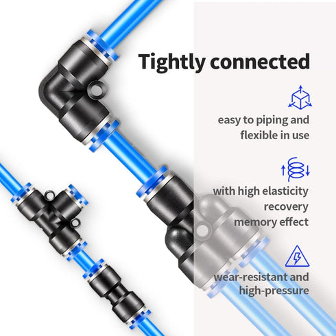 Pneumatic Tubing Blue PU Air Hose Pipe Tube Kit, 6mm OD 4mm ID 39.4ft/12 Meter for Air Line or Fluid Transfer