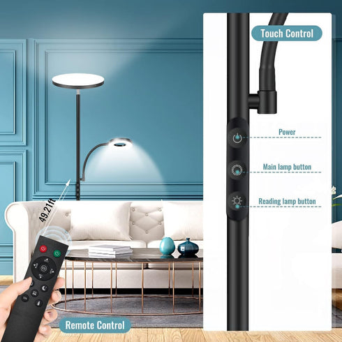 marctronic 42w Light-49ft Remote Controller for Floor Lamp with Reading Control, Memory & Timer Function - Black