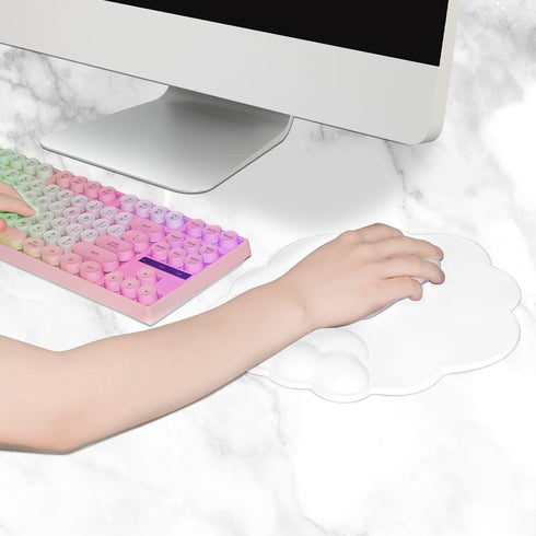 JIKIOU Mouse Pad Wrist Support with Leather Surface,Cloud Wrist Rest Mousepad with Memory Foam,Non-Slip PU Base Mouse Pad for Home Office Laptop Mac Easy Pain Relief (Cloud White) by JIKIOU