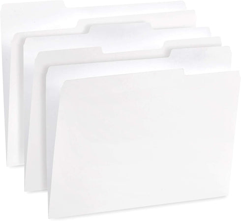 Blue Summit Supplies 100 White File Folders, 1/3 Cut Tab, Letter Size, Great for Organizing, 100 Pack