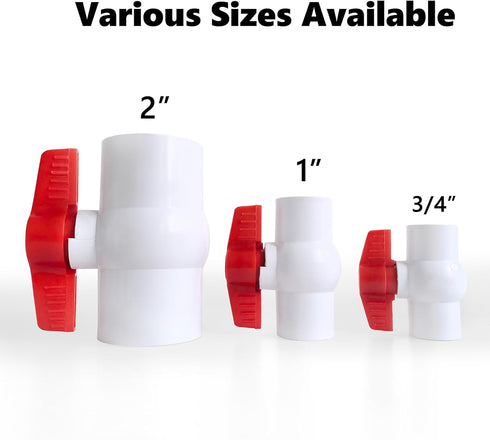 2 Pack 2" PVC Ball Valve, Shut Off Valve Slip for Water Pipe, Plumbing & Irrigation System