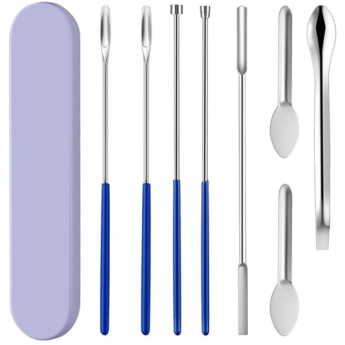 8 Piece Capsule Filling Machine Kits for Empty Pill Capsules, Home & Lab Supplies - Micro Tiny Spoon Spatula, Lab Scoop