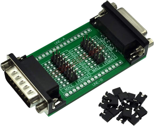 Electronics-Salon DB15 DB15 CZH-Labs D'sub Diagnostic Test Breakout Board, DSUB Connector Male to Female.
