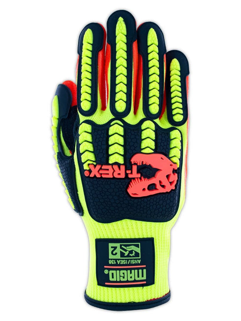 MAGID Impact Level 2 TPR Resistant Work Gloves, Size 8 (Medium), 1 Pair, High Visibility, Sandy Nitrile Coated