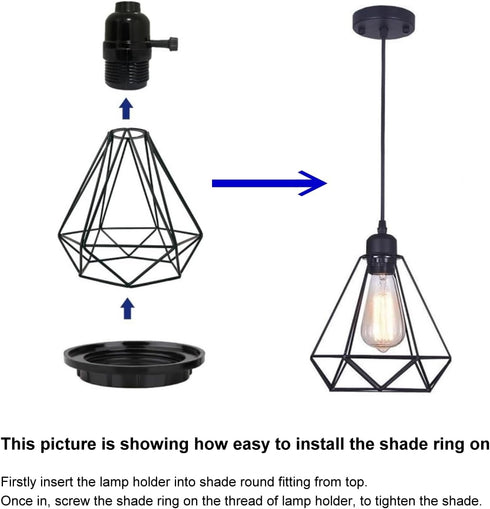 Generic 3 Pack E27 1-1/2 Inch Lamp Shade Black Collar Ring Inside Threaded Diamter Light Socket Ring Retainer
